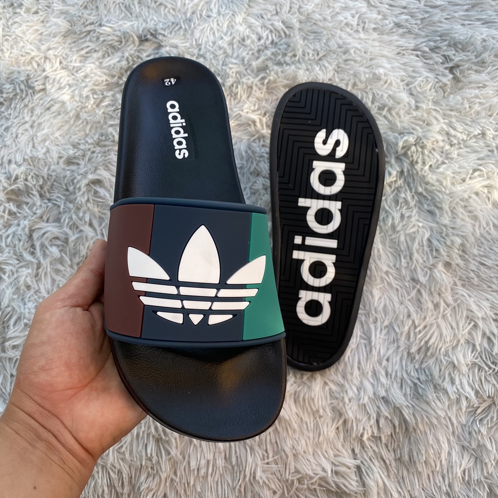 Dép quai ngang nam nữ ADIDAS 3 lá đế có chữ bản đẹp