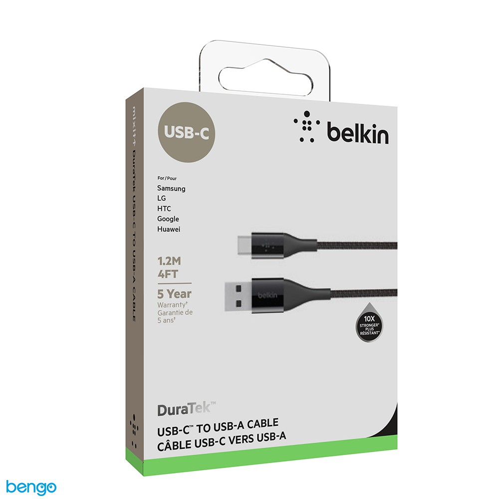 Cáp Belkin DuraTek™ USB-C to USB-A 1.2m - F2CU059bt04