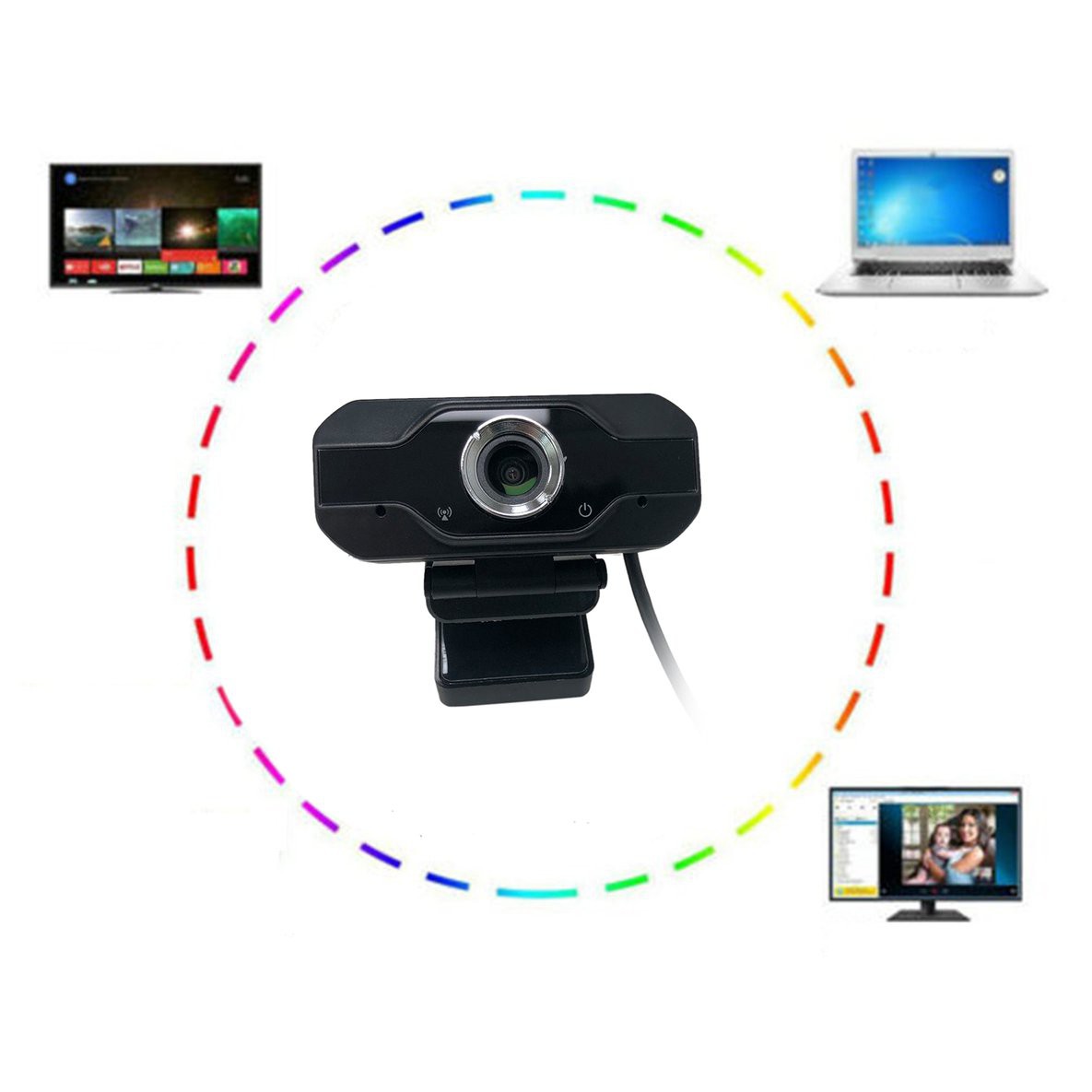 Webcam 1080p Hd Màu Trắng Tự Động Tích Hợp Micro Hỗ Trợ Giảng Dạy