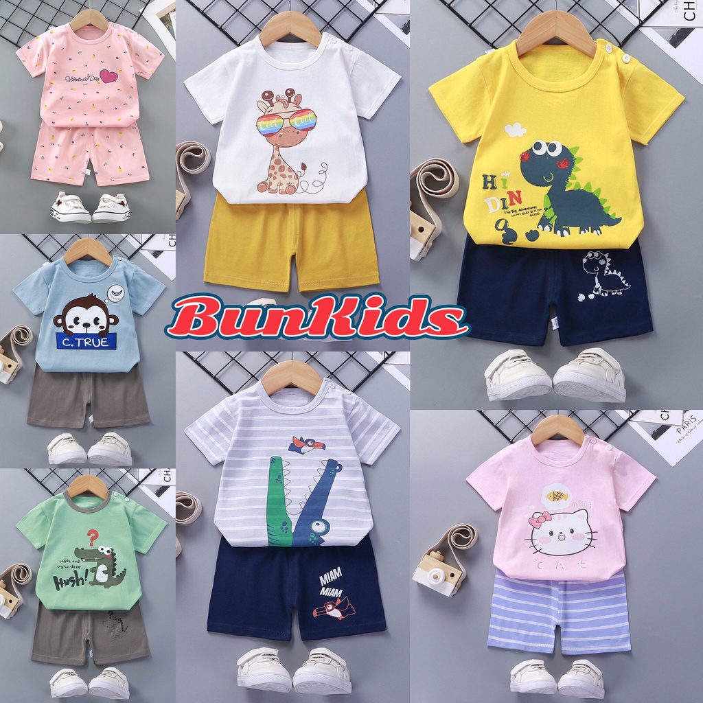 Bộ cộc tay cotton cho bé, bộ đồ cộc tay mùa hè hàng quảng châu siêu mát cho bé 9-15kg.