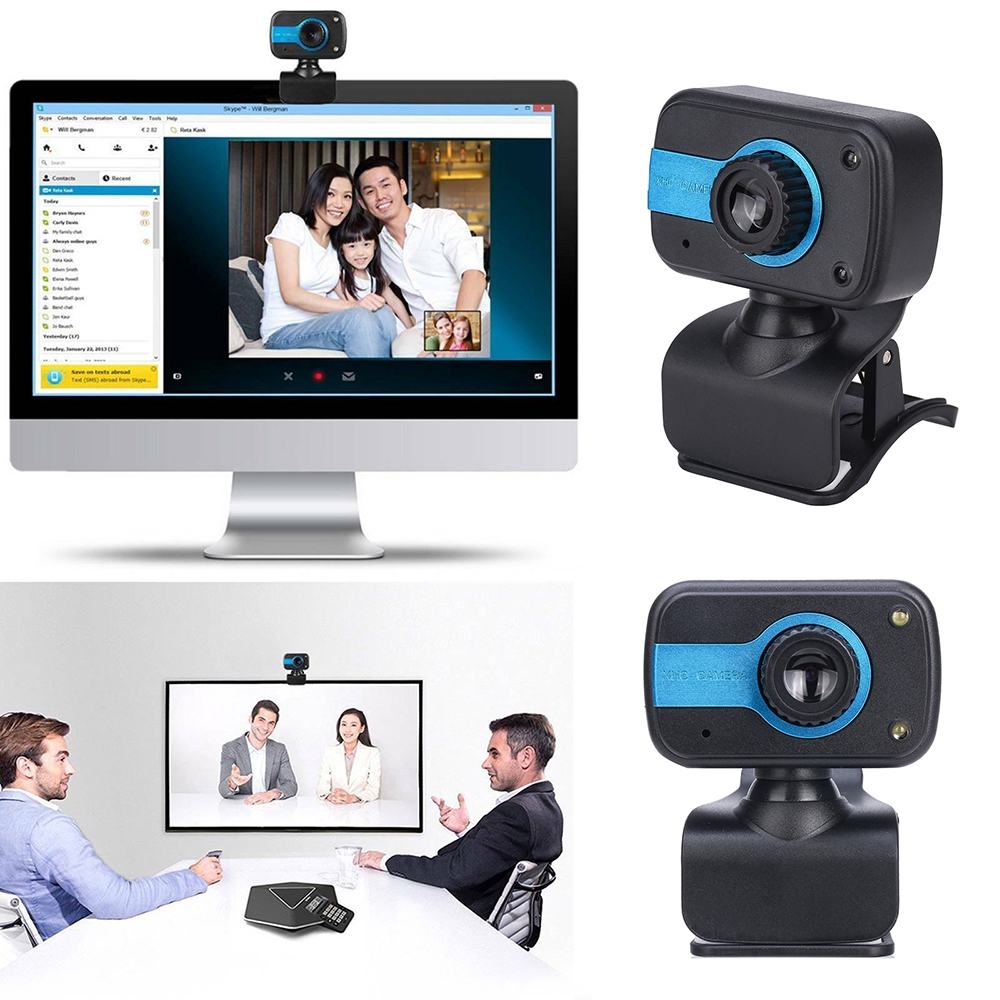 Webcam HD USB điện tử có micro hỗ trợ họp và dạy học trực tuyến cho máy tính laptop