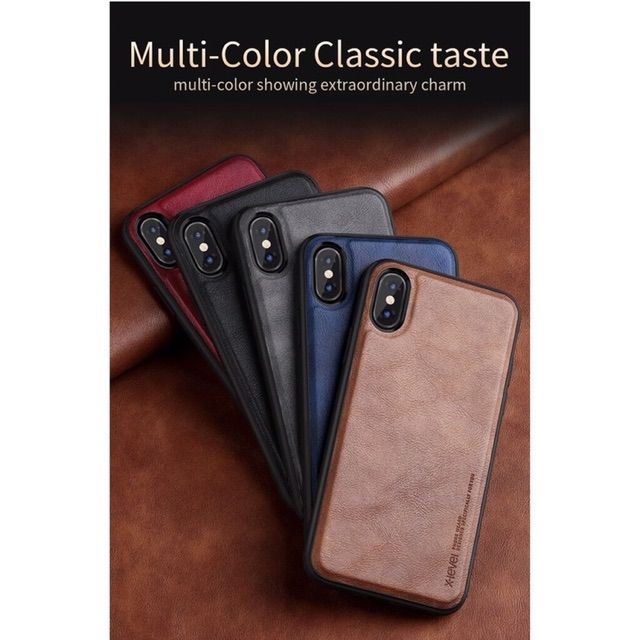 Ốp điện thoại phối da màu trơn thiết kế siêu mỏng cho iPhone 6/6S/7/7plus/X/XS/XS MAX