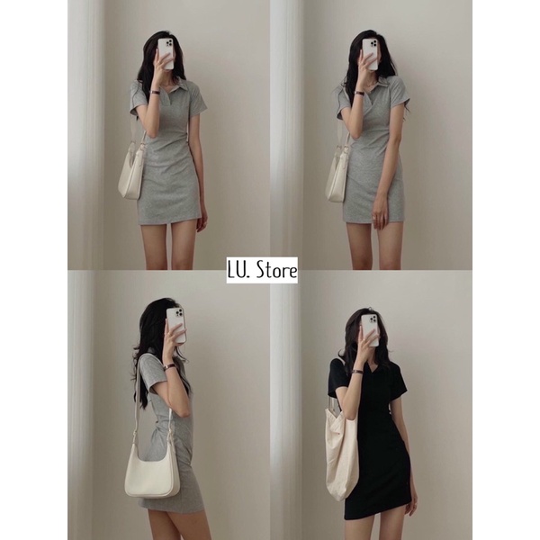 Đầm Thun Polo Trơn Cộc Tay Dáng Body , Hàng Quảng Châu, Hottrend 2021 [ẢNH THẬT] | BigBuy360 - bigbuy360.vn