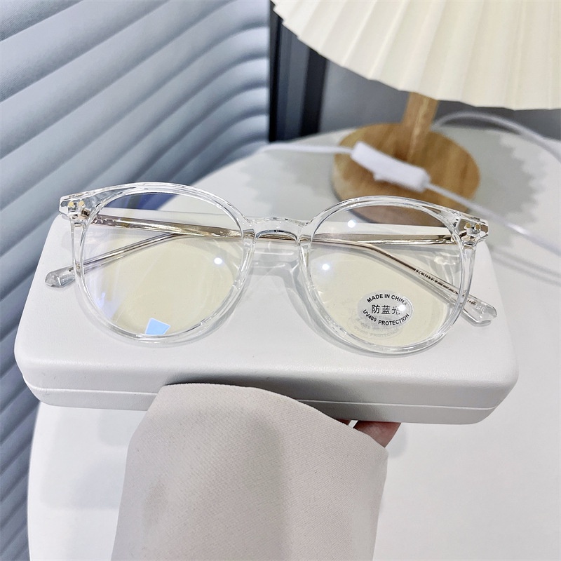 Mắt Kính Gọng Tròn Trong Suốt Chống Ánh Sáng Xanh Phong Cách Hàn Quốc Cổ Điển Thời Trang