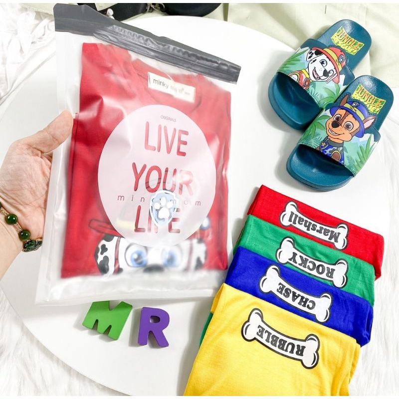 Đồ Bộ Ngắn Tay MINKY MOM In Hình đội Chó Cứu Hộ Paw Patrol Cho Bé