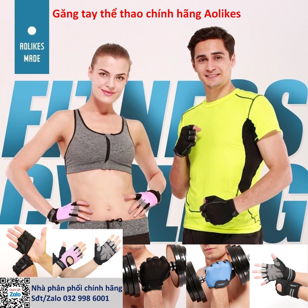 [Nhiều mẫu] Găng tay tập gym thể thao chính hãng Aolikes cao cấp (1 đôi) denatra15