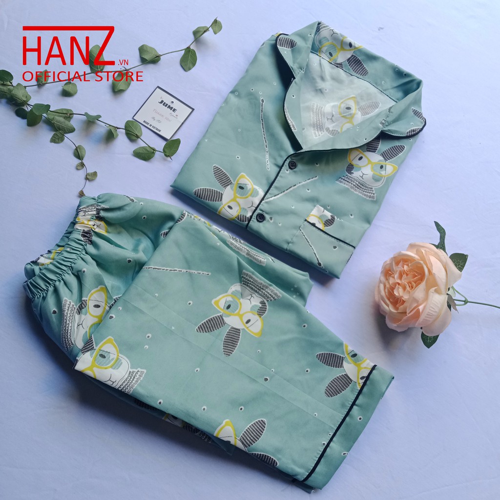 Bộ ngủ pijama lụa kate thái áo dài quần dài bộ mặc nhà mềm mại dễ thương H24 | BigBuy360 - bigbuy360.vn