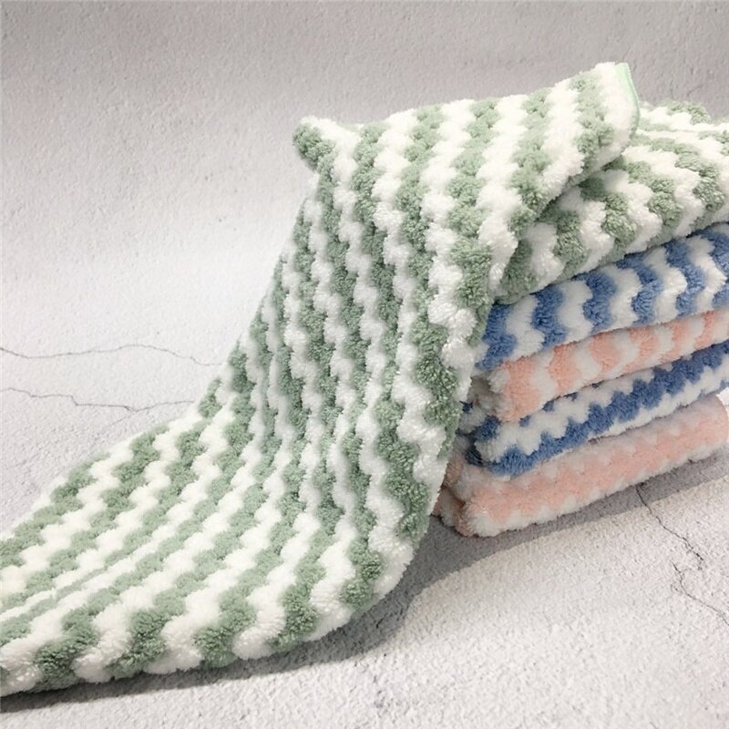 Khăn lau chén dĩa bằng vải sợi nhỏ không dính đa năng họa tiết kẻ sọc cho nhà bếp