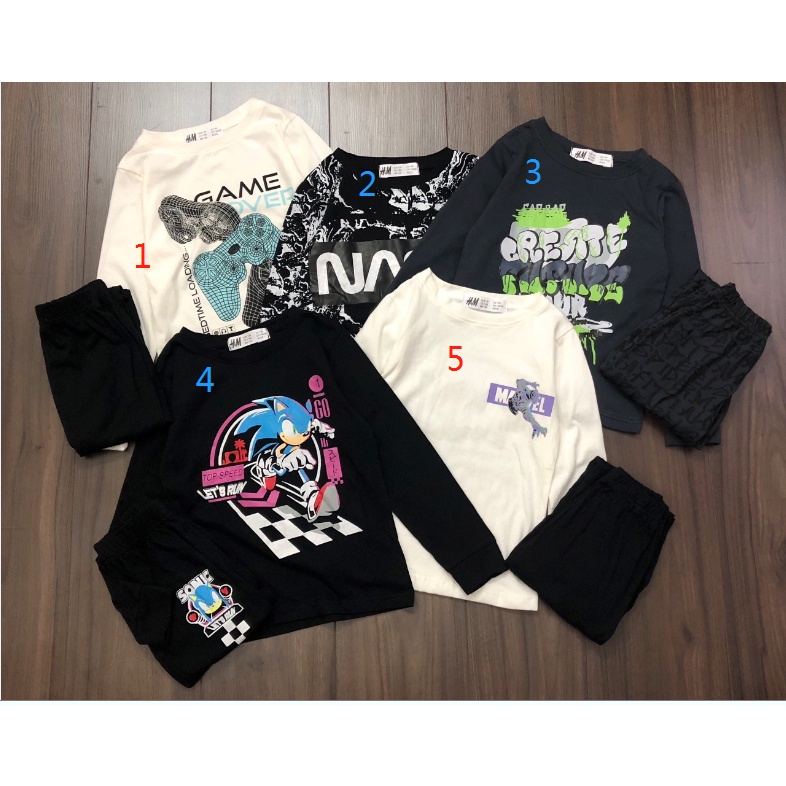 Bộ cotton dài tay HM bé trai đại siêu đẹp, chất cotton