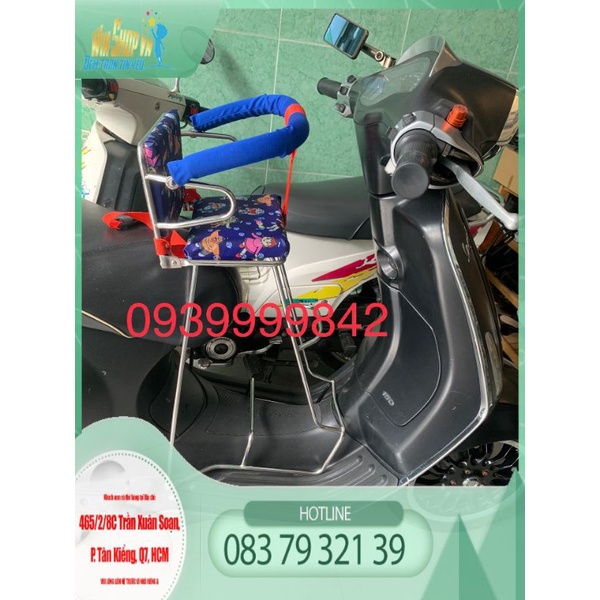 Ghế ngồi xe máy cho bé xe Vespa LX 125 - GTS - Piaggio - Sprint - Primavera có tựa vòng - đai  | WINSHOPVN