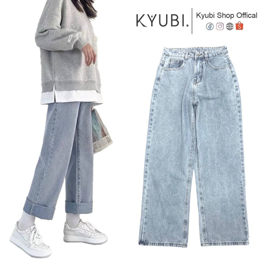 Quần Jeans Baggy Ống Rộng [ Nhạt ] - Kyubi BJR21L