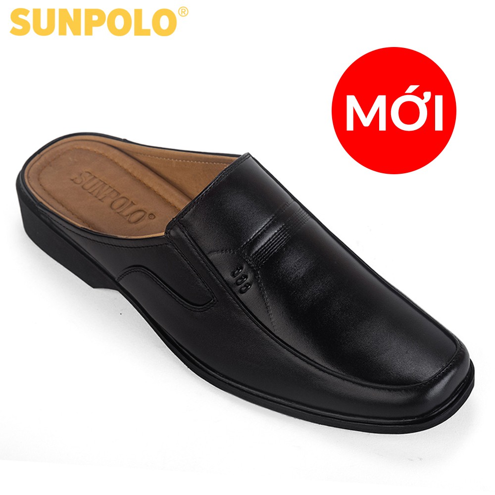 Giày Sapo Bít Mũi Nam Da Bò Cao Cấp SUNPOLO Đen - SPO001 | BigBuy360 - bigbuy360.vn