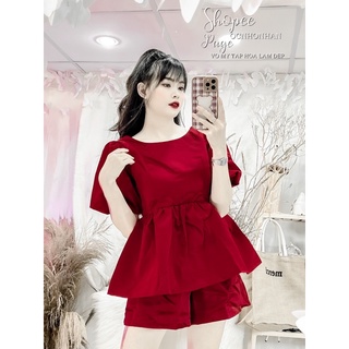 Set bộ peplum cột nơ lưng