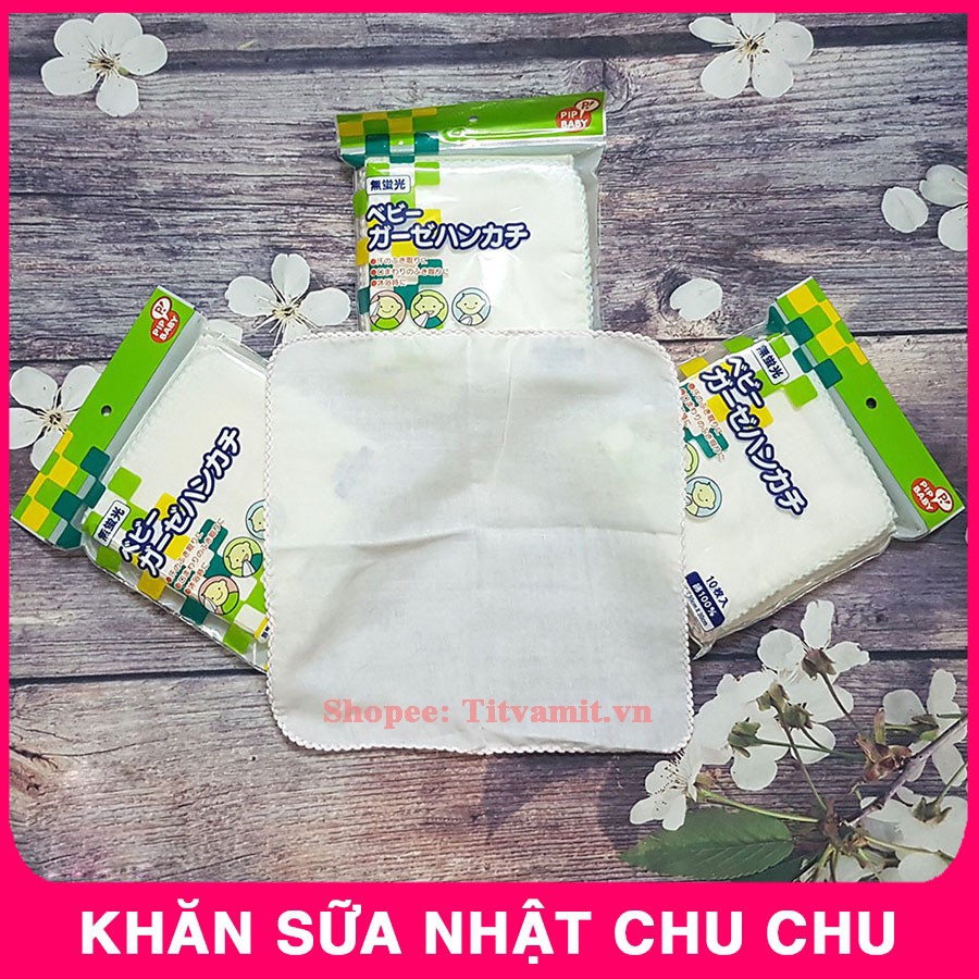 Khăn sữa nhật ChuChu Gói 10 chiếc, khăn xô nhật cho bé sơ sinh