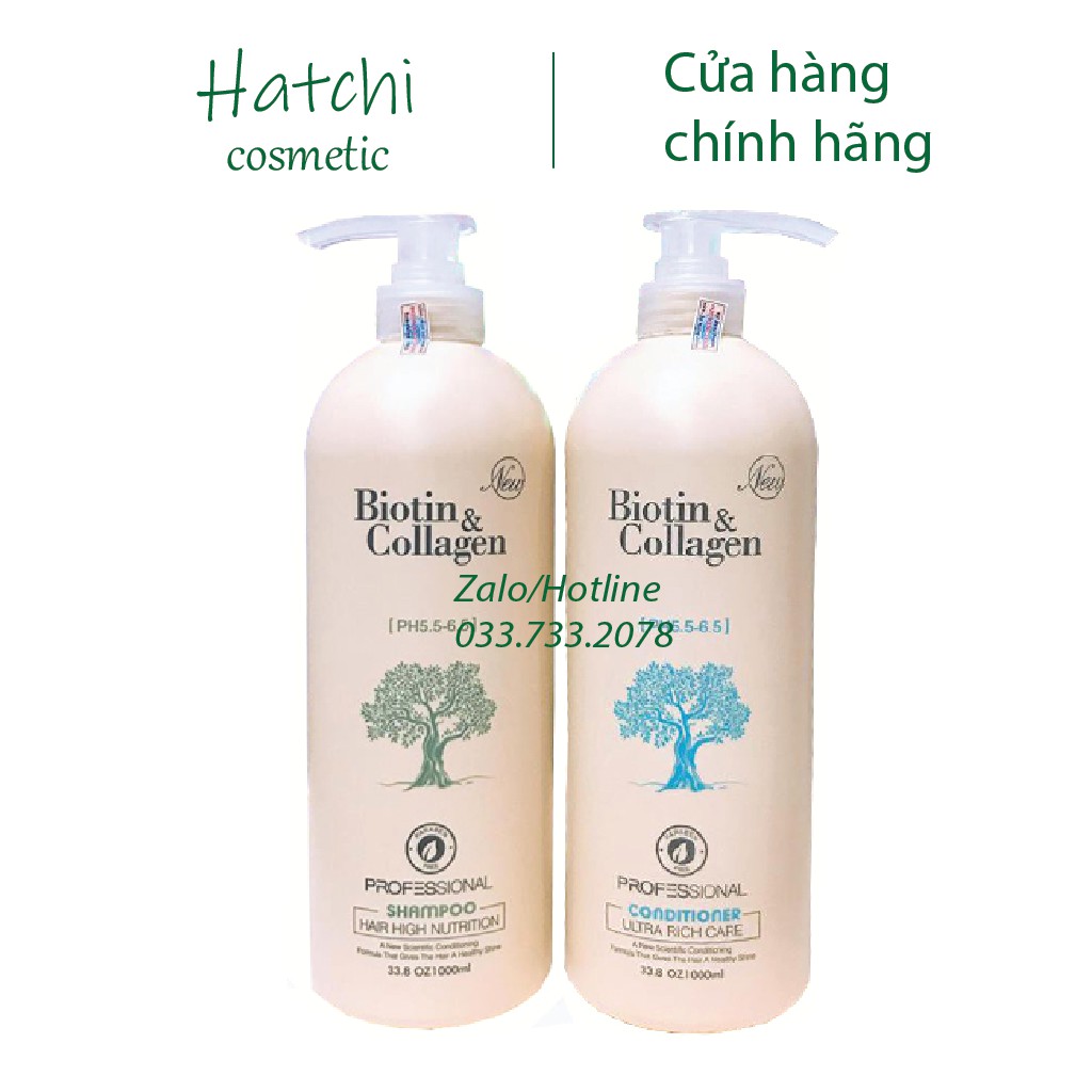 Bộ Dầu Gội Dầu Xả Biotin Trắng Chống Rụng Và Kích Thích Mọc Tóc Biotin Colagen 1000ml Chính Hãng