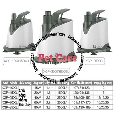 Máy bơm chìm hút đáy bể cá XGP nội địa cao cấp
