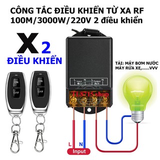 Mua  MẪU MỚI 2 ĐIỀU KHIỂN  Bộ công tắc điều khiển từ xa 100m/3000W/220V cho máy bơm nước máy rửa xe và thiết bị điện