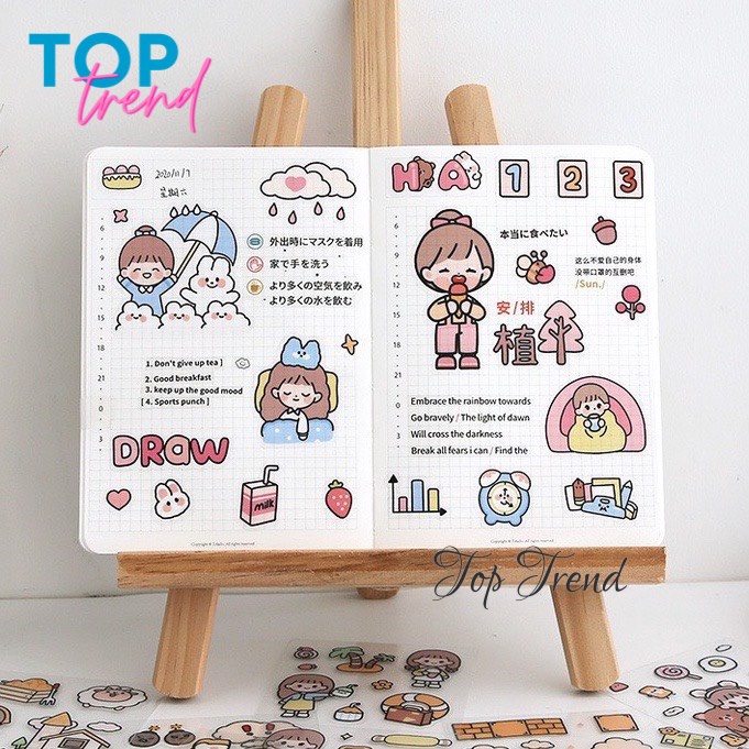Quà tặng - Sticker Hình Dán Cute Dán Trang Trí Sổ Tay, Nhãn Dán Điện Thoại, Ly Cốc Hoạt Hình Dễ Thương - Top Trend