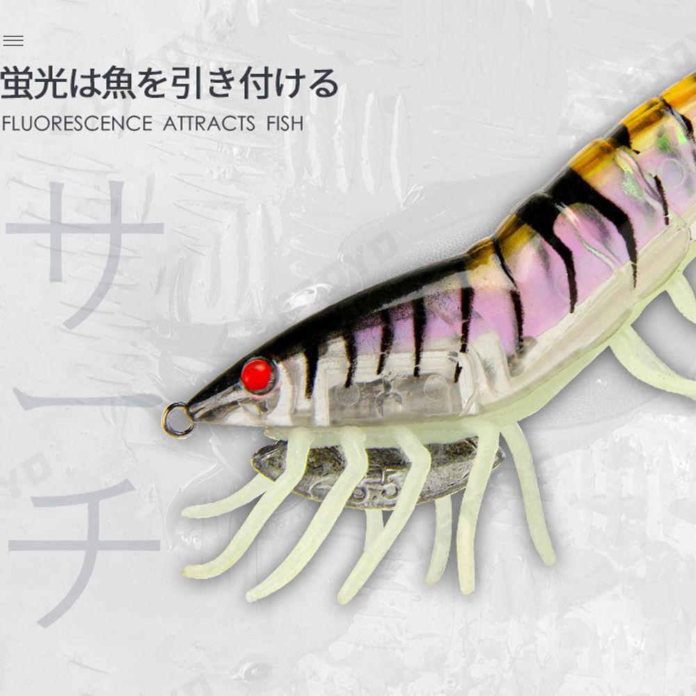 MUVAKO Mồi Câu Cá Giả Hình Con Tôm Bằng Gỗ Mềm Dạ Quang