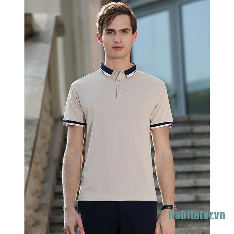 【Habitater】Men's Short Sleeve Polo Shirt Women Slim Business Breathable Casual Shirts