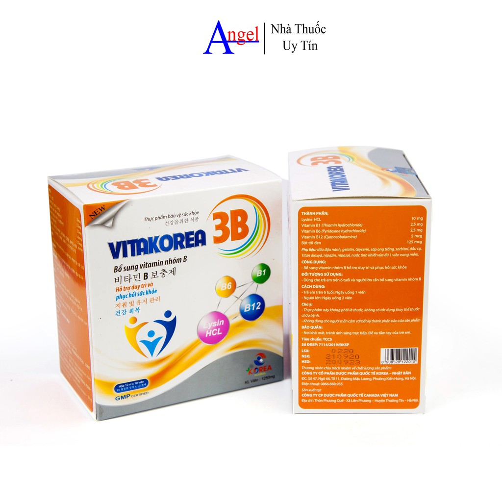 Viên uống bổ sung Vitamin B tăng sức khỏe Vitamin 3B Sữa bổ sung vitamin B1, B12, B6 hỗ trợ duy trì phục hồi sức khỏe