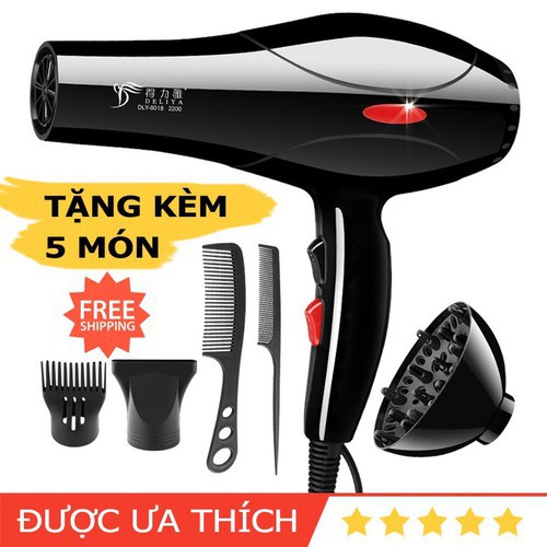 [ XẢ KHO GIÁ RẺ ] Máy Sấy Tóc Tạo Kiểu Deliya Công Suất Lớn 2200W Tặng Kèm Bộ Phụ Kiện 5 Chi Tiết