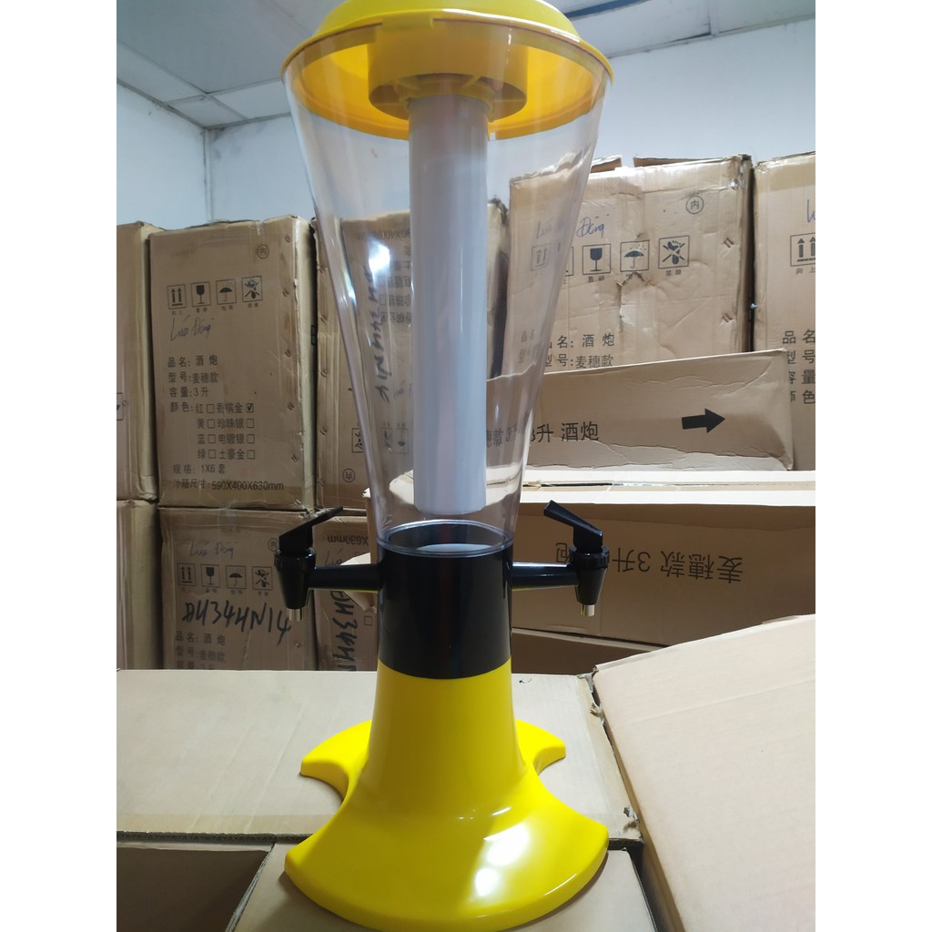 Tháp Bia  2 Vòi 3 Lít Có Đèn Led Hàng Chất Lượng Cao Bền Đẹp