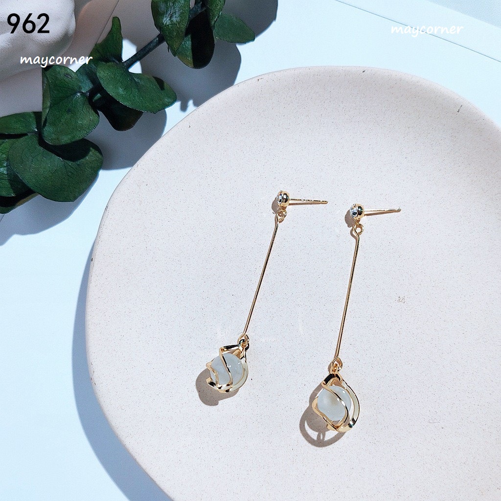 Khuyên tai bông tai giọt nước mạ bạc 925 cao cấp 961-962