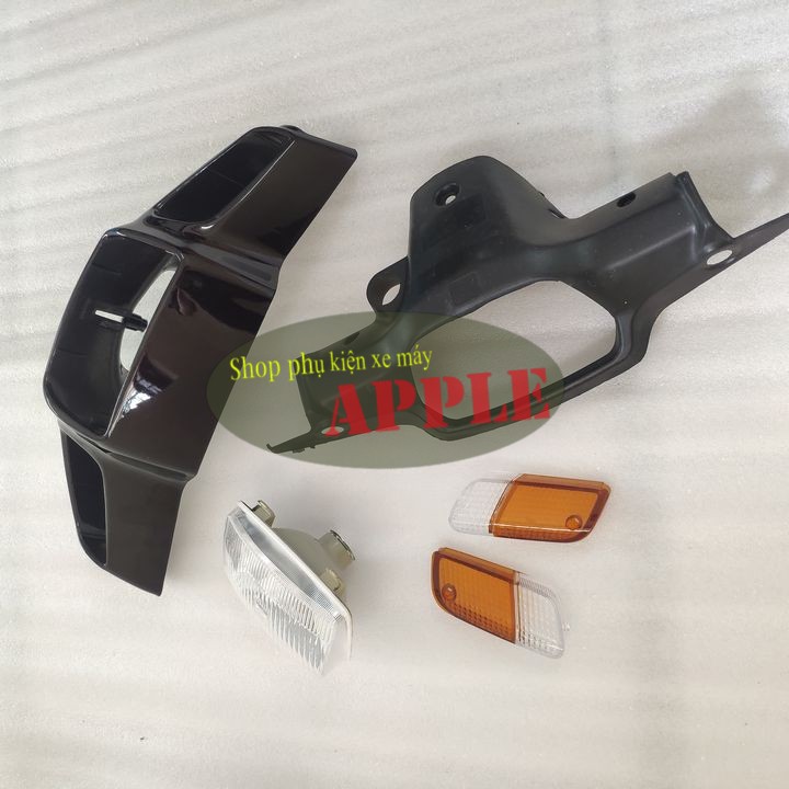 Bộ ốp đầu xe Dream 3  Ốp đầu đèn pha xe Dream lùn gồm ốp, gáy, chóa đèn và 1 đôi nắp xi nhan trước