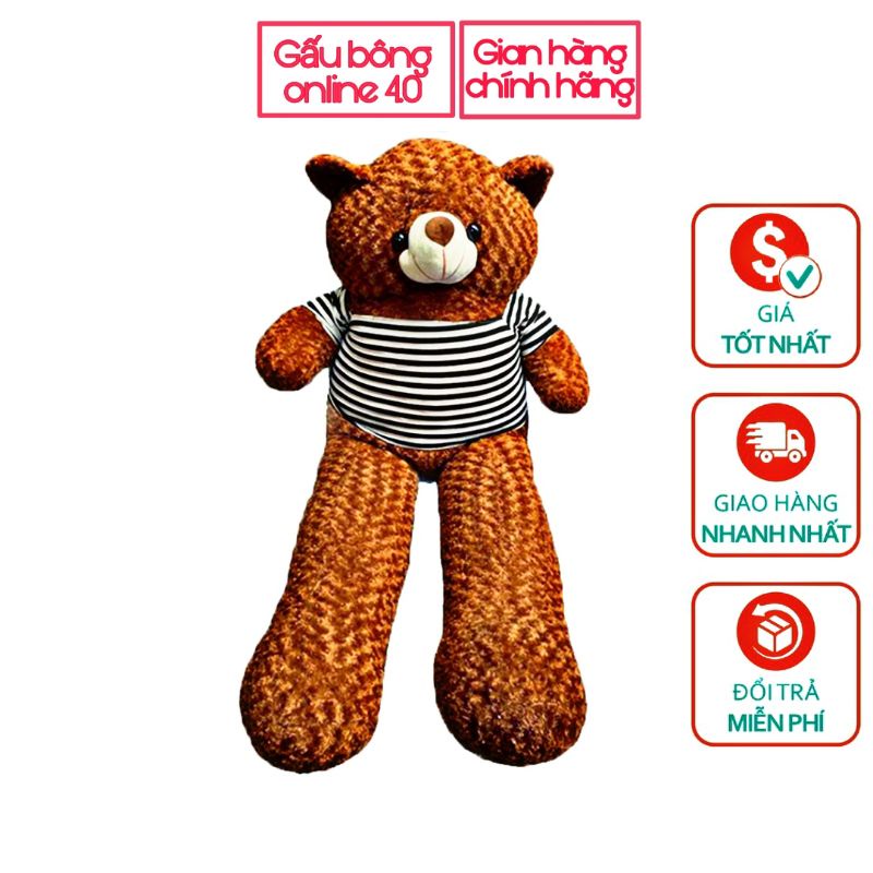 Gấu Bông Teddy chính hãng màu nâu giá rẻ khổng lồ 1m5 - 1m8