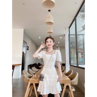 Đầm cổ vuông đuôi cá
