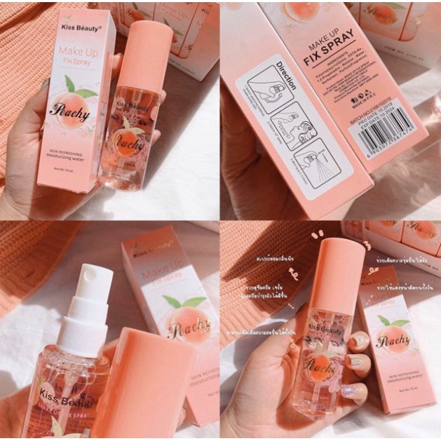 free ship Xịt Giữ Lớp Nền Cố Định Lớp Trang Điểm Kiss Beauty ĐÀO 75ML | BigBuy360 - bigbuy360.vn