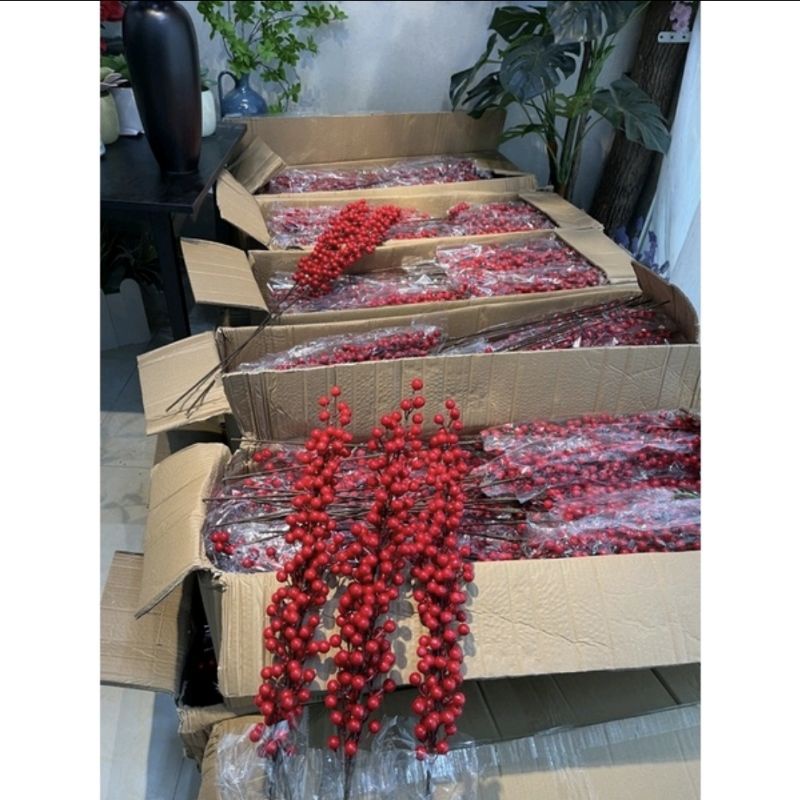 [Loại 1] Cành đào đông 12 nhánh cành đào đông có lá cành cherry trang trí bình hoa nhà cửa