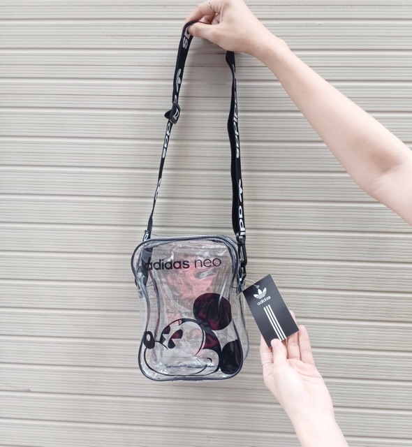 Túi adidas mickey nhựa trong dây bản size 18