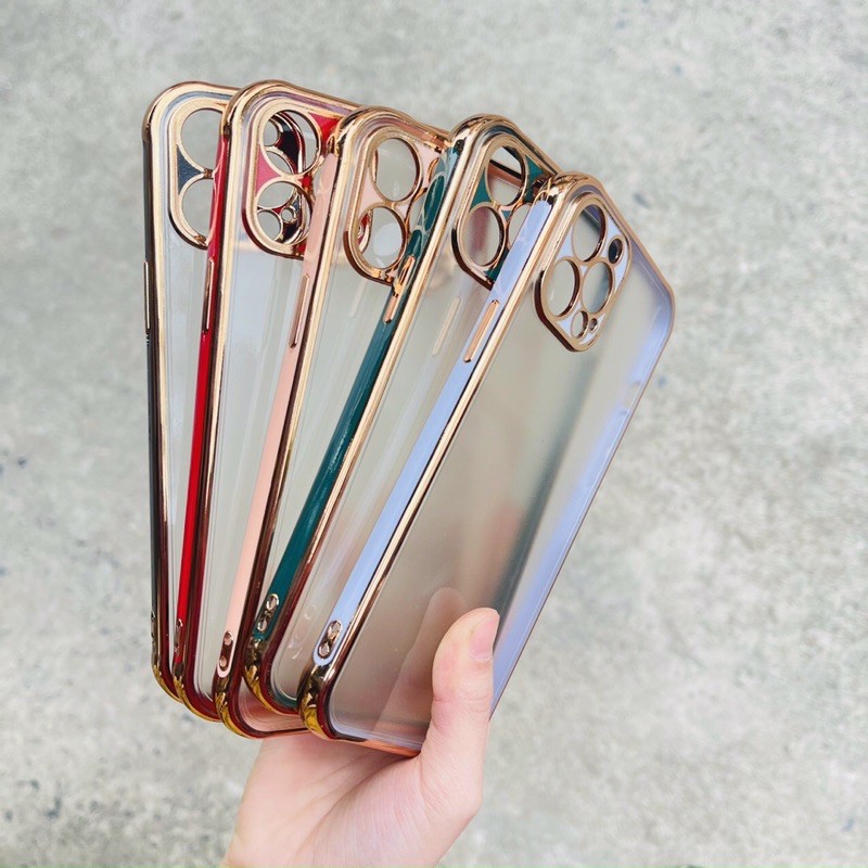 (CÓ IP 12) Ốp lưng dẻo trong viền màu 6d dành cho lphone 6 đến 12 promax