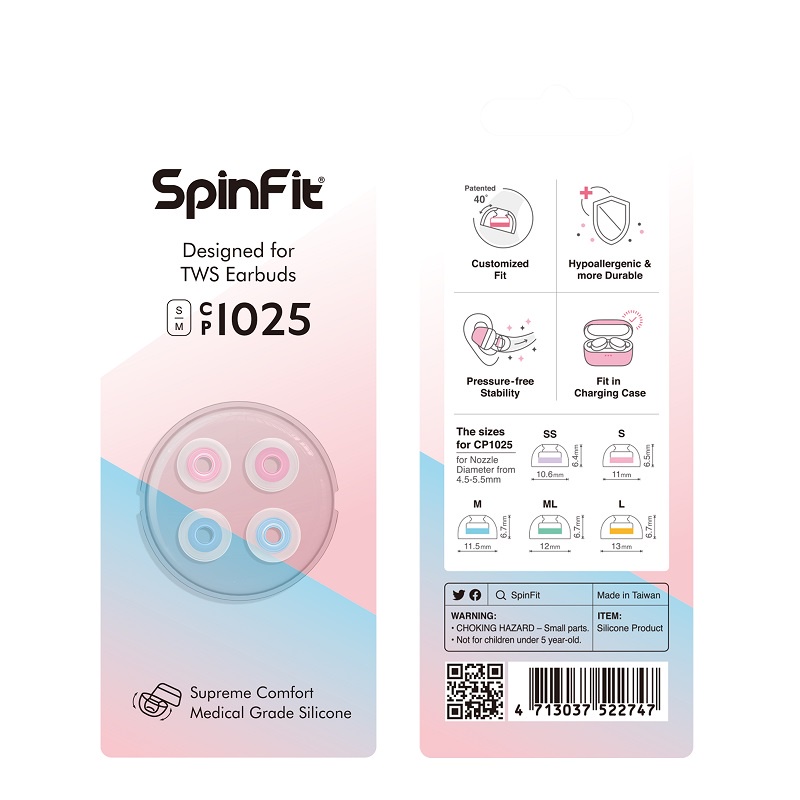 Nút bọc tai nghe bằng silicone Spinfit CP1025 TWS chuyên dụng