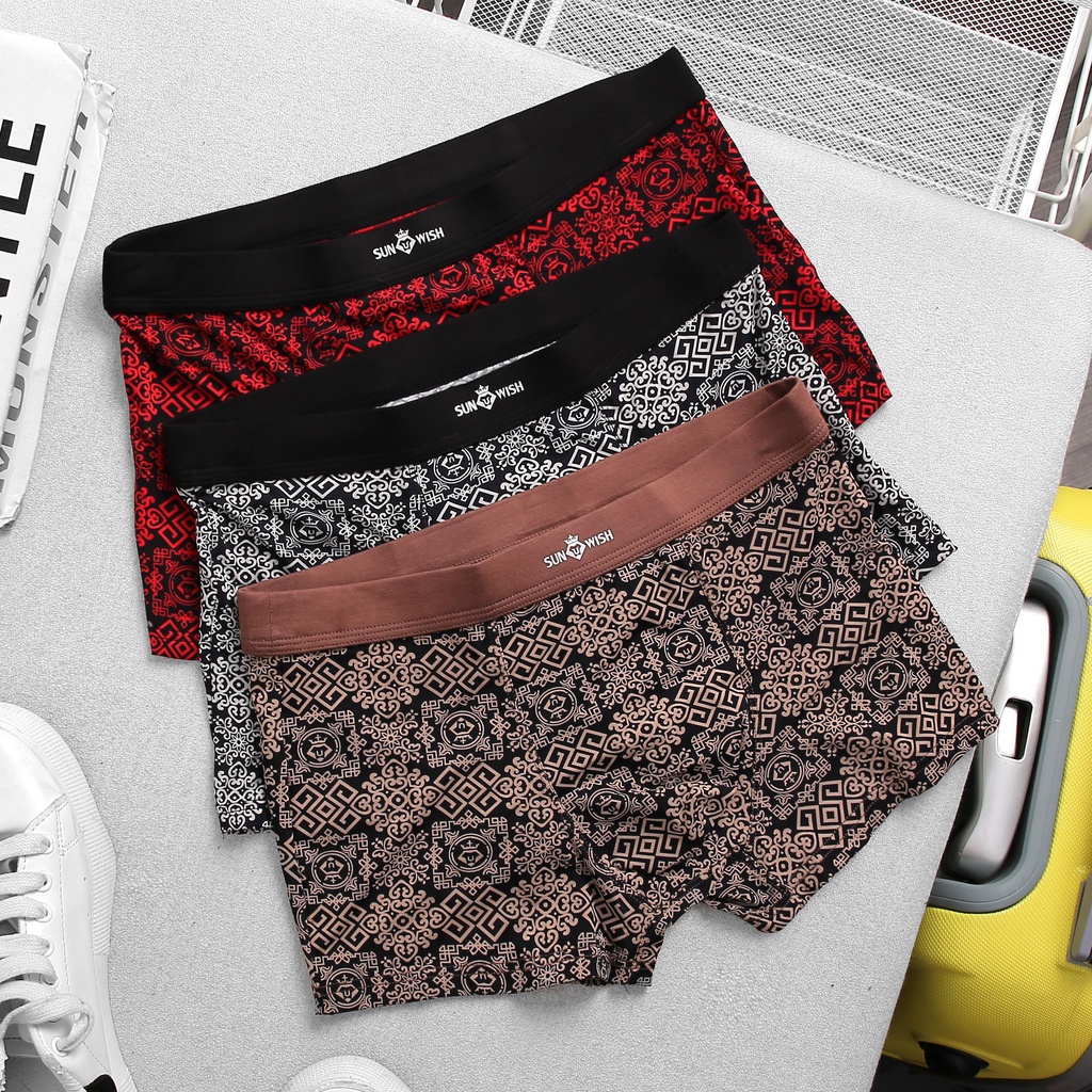 Quần lót nam boxer thun lạnh sịp đùi tam giác cao cấp thông hơi BIGSIZE SUNWISH sexy xuất khẩu combo 3 quần - HÀNG MỚI V