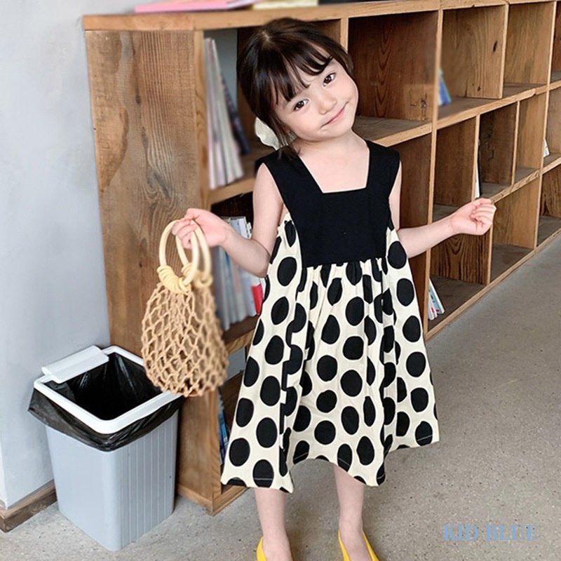 Đầm Công Chúa Tay Phồng Họa Tiết Chấm Bi Thời Trang Mùa Hè Hàn Quốc Cho Bé Gái