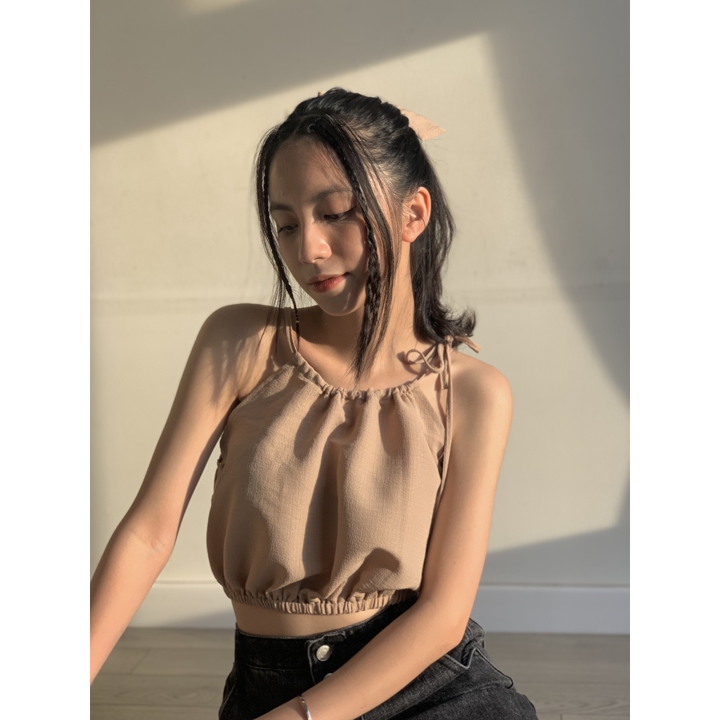 Áo 2 dây nữ cổ yếm buộc dây dáng ngắn tặng kèm băng đô LOLLIE STUDIO TKA290