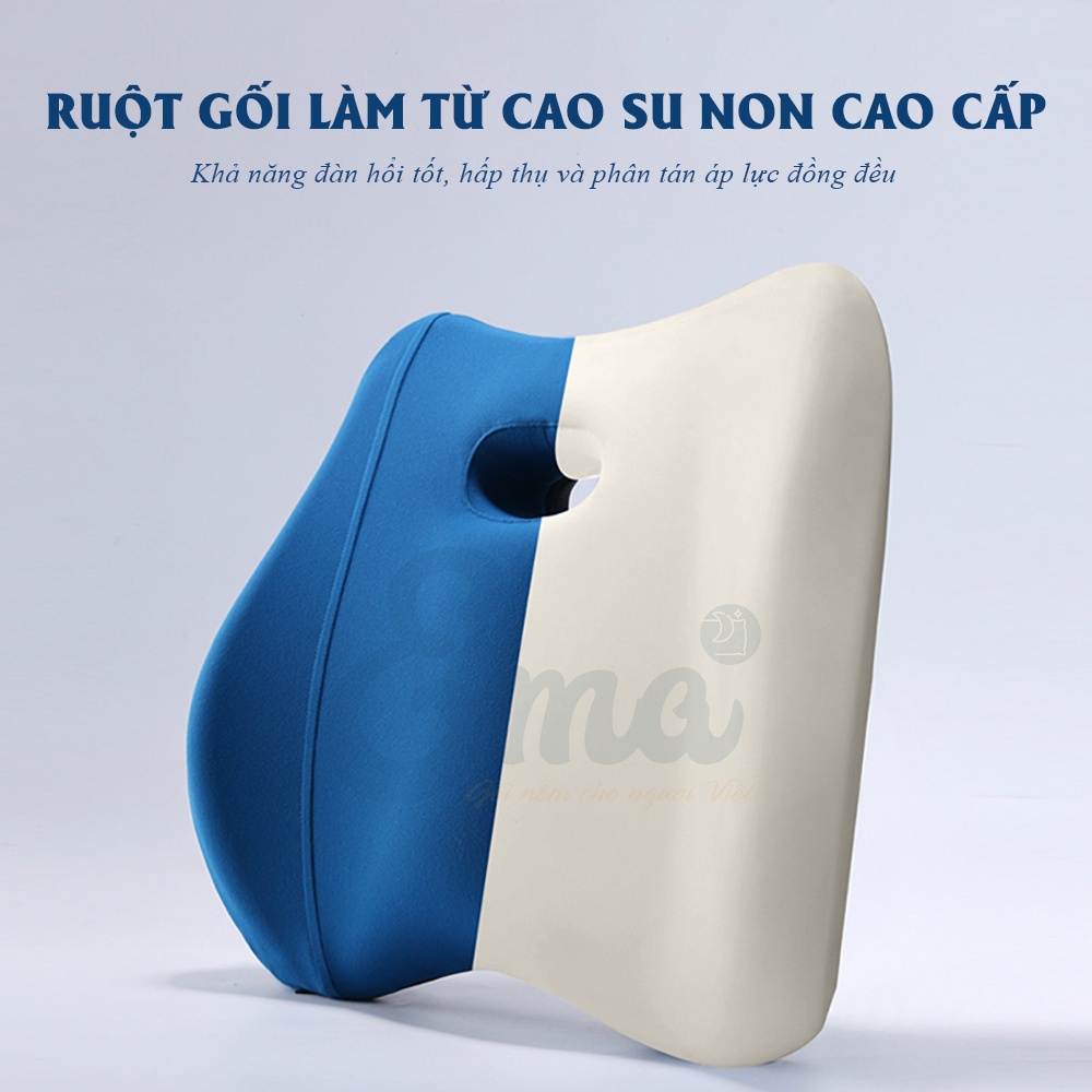 Bộ gối tựa đầu tựa lưng cho Ô tô cao cấp - Ruột cao su non nguyên chất - Vỏ cotton thoáng khí - Hàng nhập khẩu