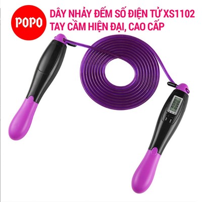 Dây nhảy giảm cân, thể dục có đếm số điện tử thiết kế vòng bi linh hoạt quay 360 độ chống rối POPO