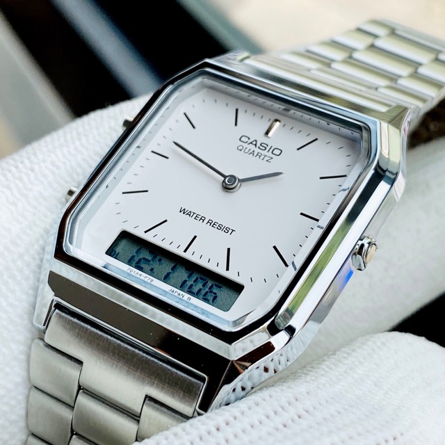 Đồng hồ kim nam dây thép Casio AQ230 silver