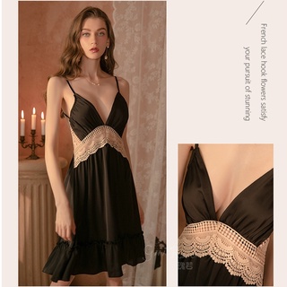 Váy ngủ lụa 2 dây hở lưng Lylylorem VN214