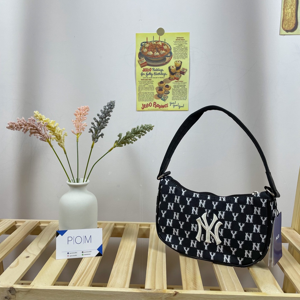 Túi kẹp nách NY túi xách nữ M.L.B NY Monogram Black - Pom Store