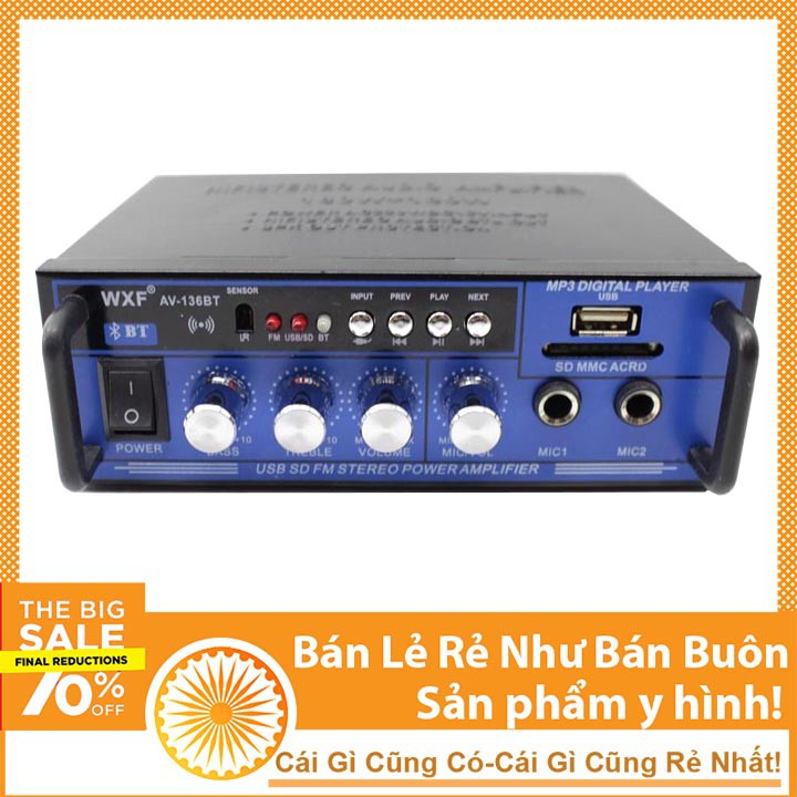 Thiết Bị Âm Thanh Ampli Mini Karaok AV-136BT 12V-220V