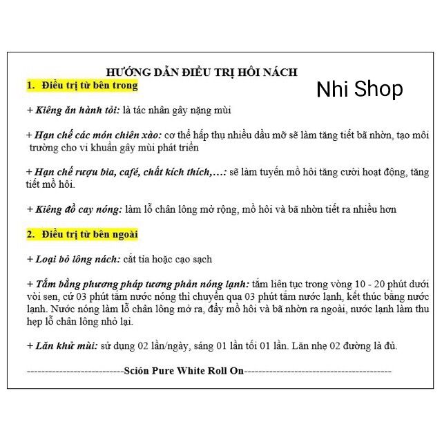 Lăn khử mùi scion DỨT ĐIỂM HÔI NÁCH