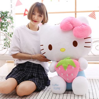 GẤU BÔNG KITTY ÔM DÂU SIZE 30CM