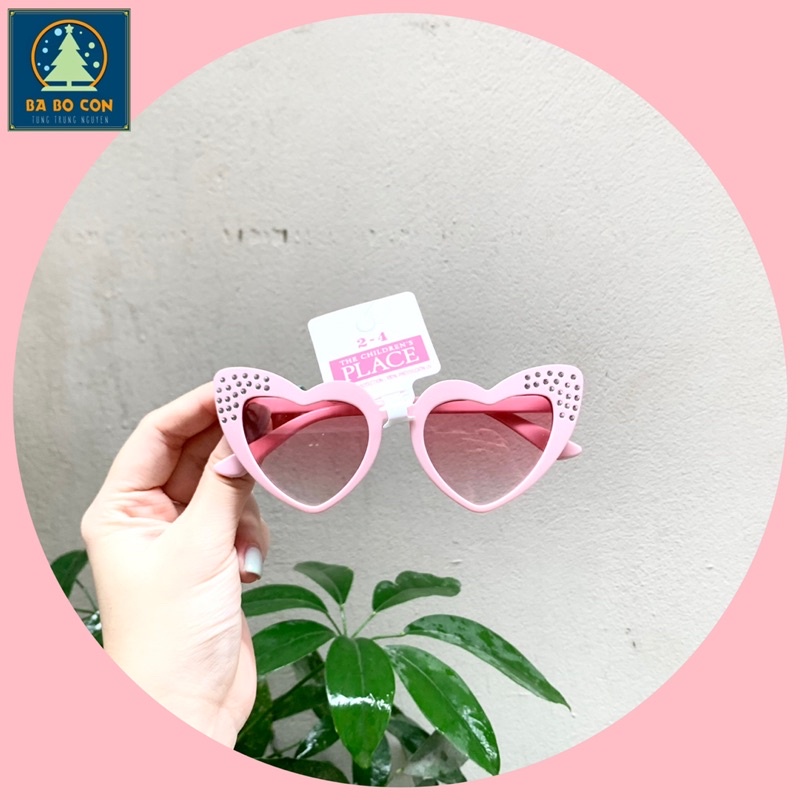 Kính trẻ em The Children size 2-4 tuổi, gọng dẻo, hình trái tim màu hồng tuyệt đẹp