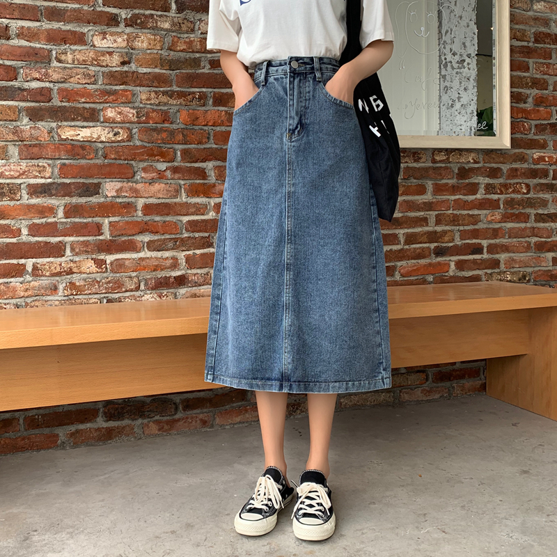 Chân Váy Denim XIAOZHAINV Dáng Chữ A Xẻ Tà Phong Cách Ulzzang Hàn Quốc Dễ Phối Đồ | BigBuy360 - bigbuy360.vn
