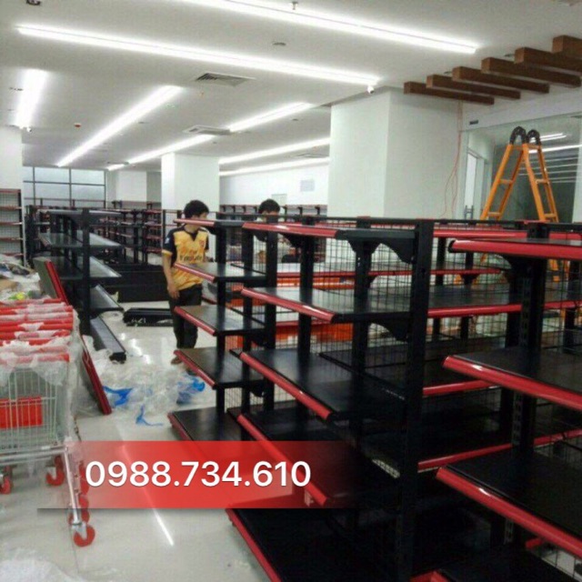 Kệ trưng bày hàng màu đen 2 mặt Cao 1m5 dài 90cm